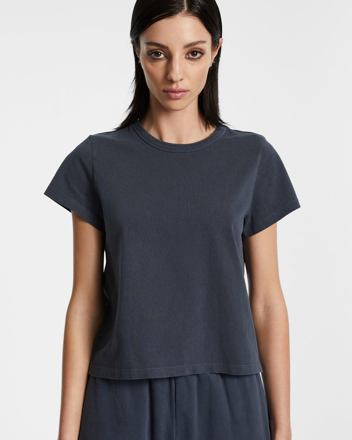 WOMENS 3 X 4 MINI SS TEE NAVY TEES