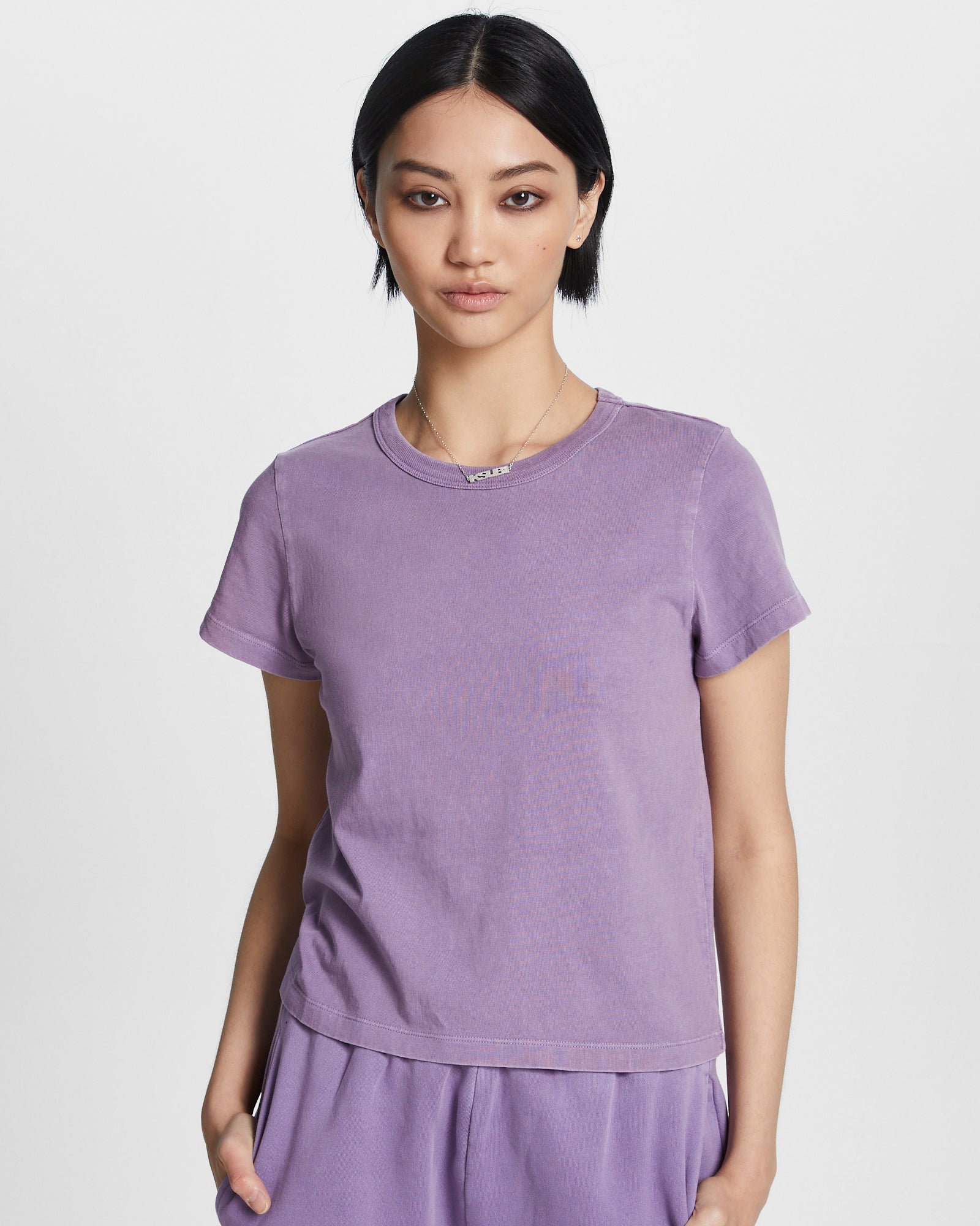 WOMENS  3 X 4 MINI TEE LILAC FITTED TEES