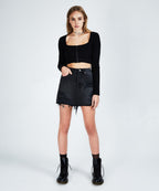 WOMENS MINI MOSS RECALL BLACK SKIRTS