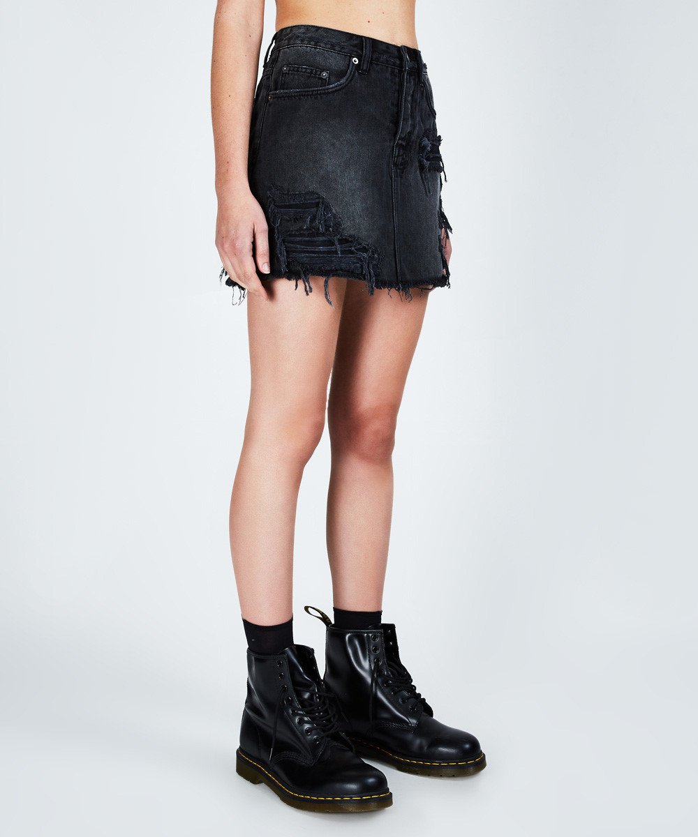 WOMENS MINI MOSS RECALL BLACK SKIRTS