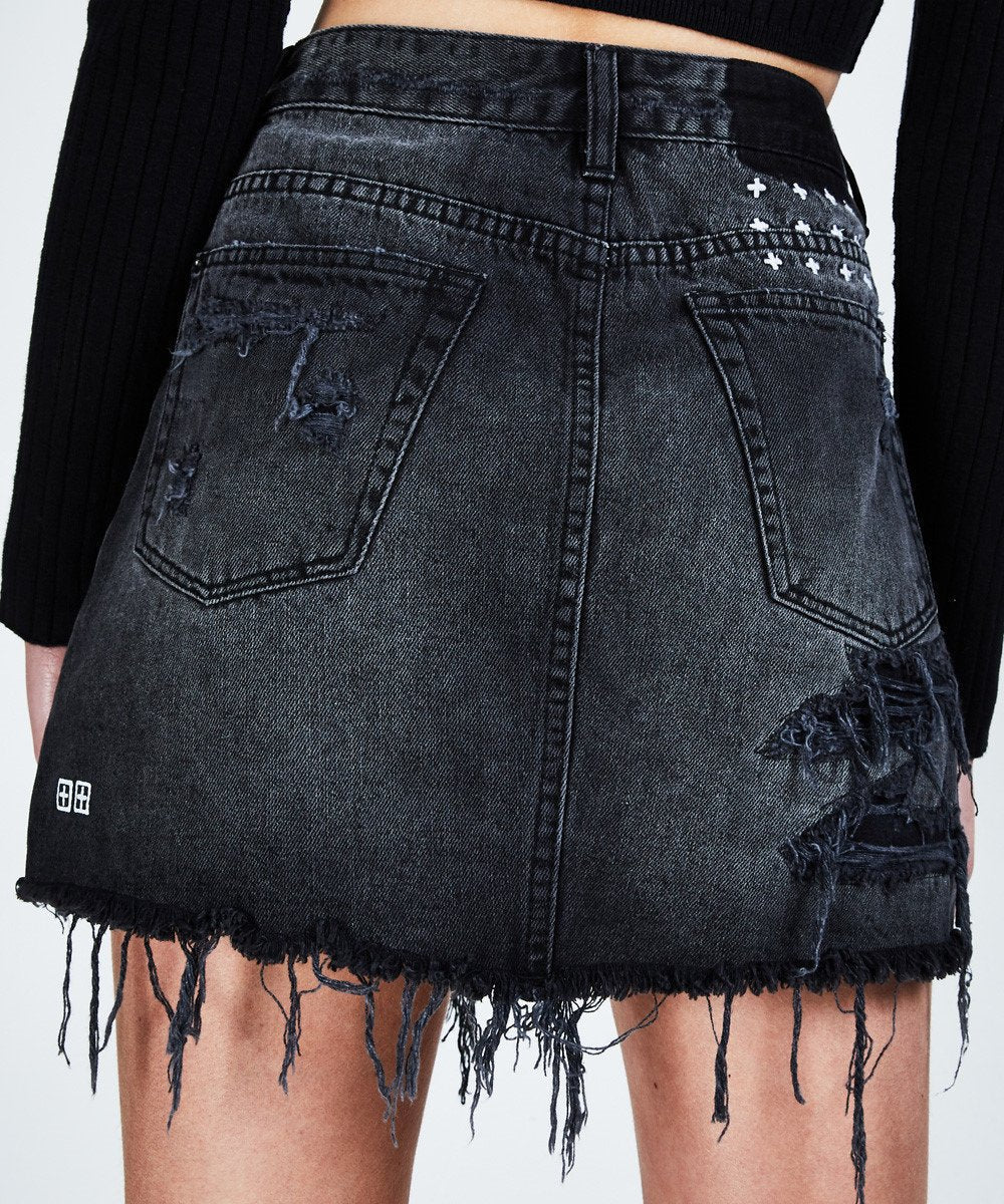 WOMENS  MINI MOSS RECALL BLACK SKIRTS