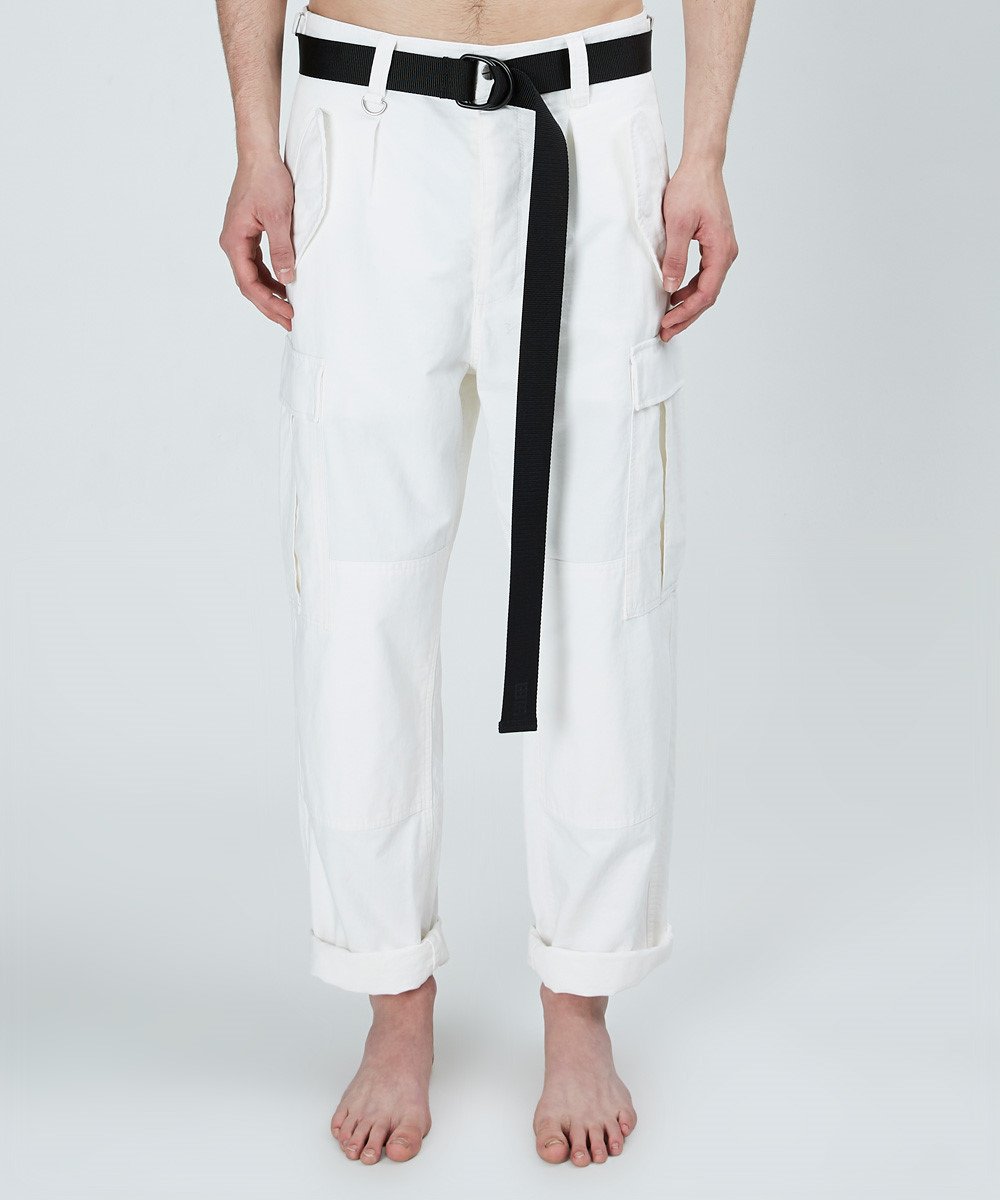 Mens Raws Cargo Pant White Pants - White