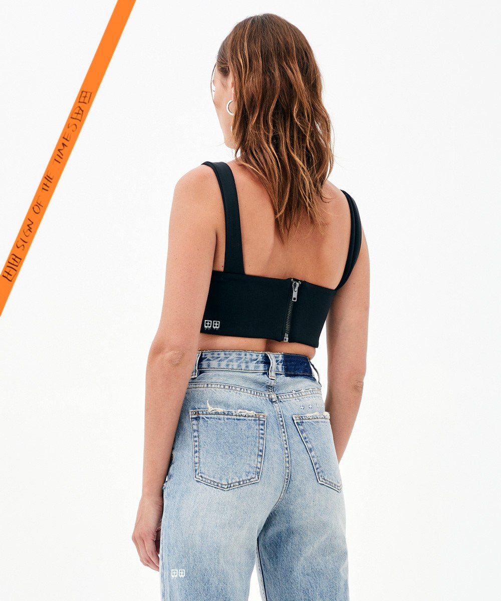 WOMENS RACY CROP TOP BLACK FLASH FASHION TOPS