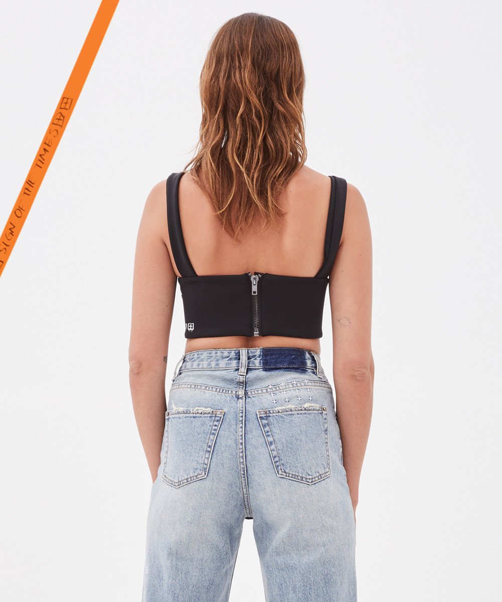 WOMENS RACY CROP TOP BLACK FLASH FASHION TOPS
