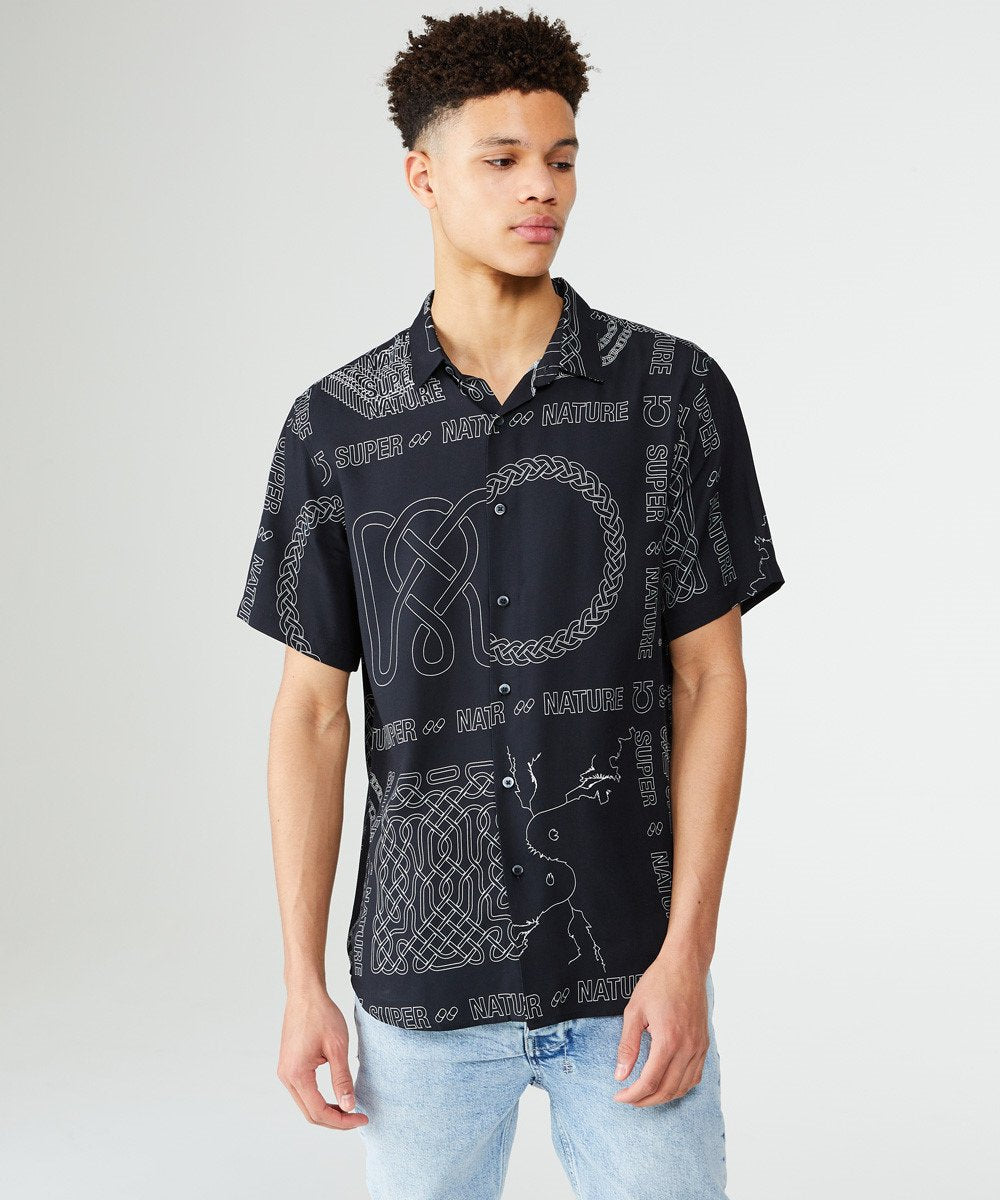 Mens Super Nature Ss Shirt Black Shirts - Black