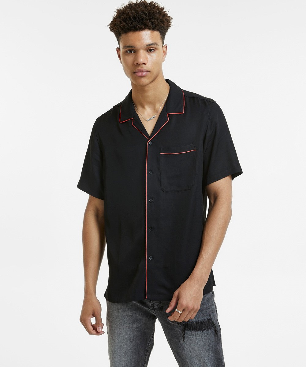 MENS DOWNTOWN SS SHIRT BLACK RED SHIRTS