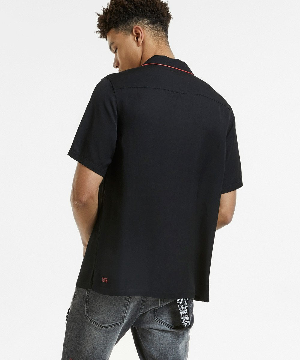 MENS DOWNTOWN SS SHIRT BLACK RED SHIRTS