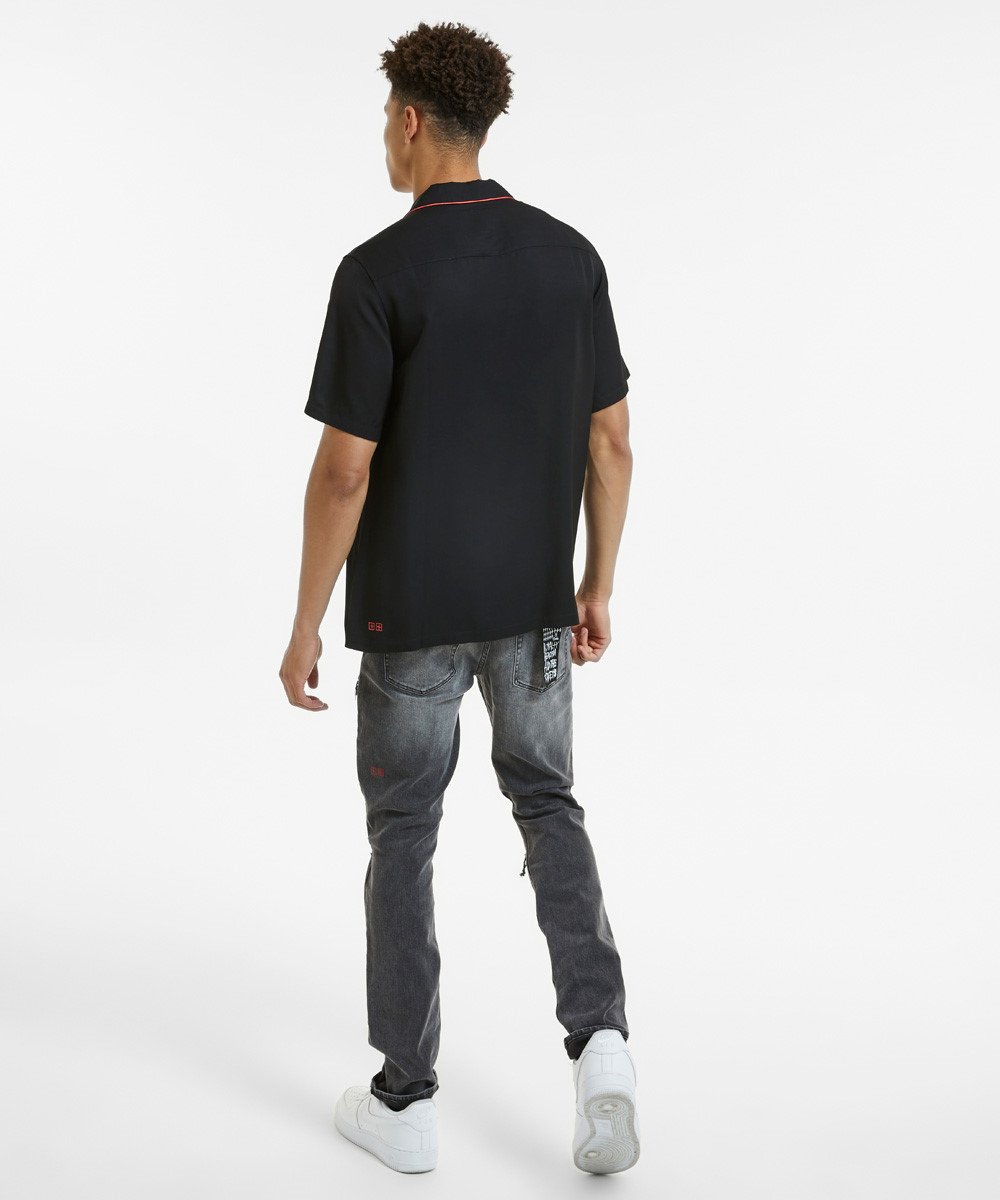 MENS DOWNTOWN SS SHIRT BLACK RED SHIRTS