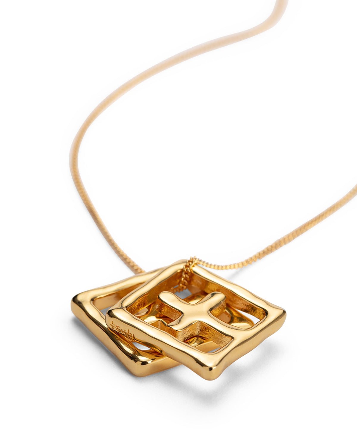 18K DRIPPS BOX CROSS NECKLACE