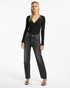 Womens Facetime Body Suit Black Fitted Fashion Tops - Black
