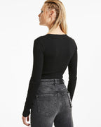 Womens Facetime Body Suit Black Fitted Fashion Tops - Black