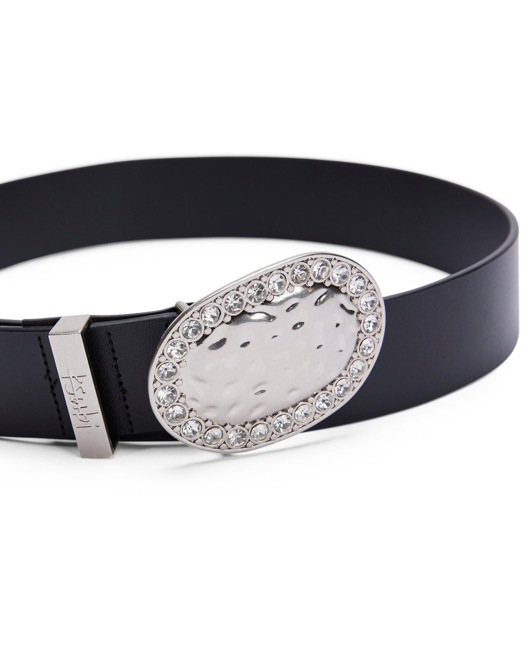 Heavy Metal Embelleshed Belt Black Silver Fitted Accessories - Black