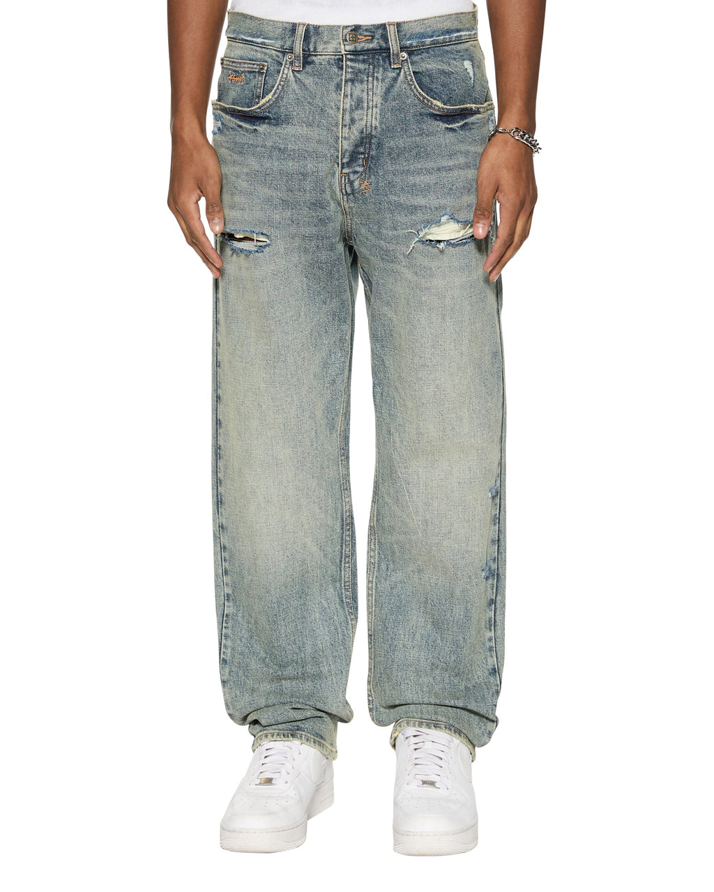 MENS ANTI K STAGE DIVE TRASHED DENIM JEANS