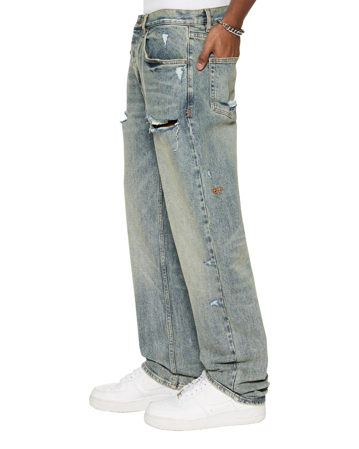 MENS ANTI K STAGE DIVE TRASHED DENIM JEANS