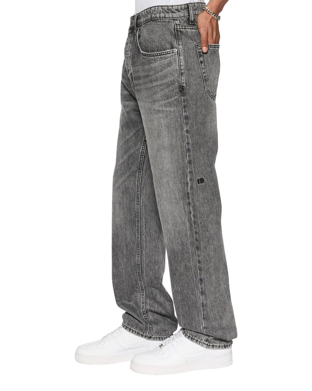MENS ANTI K WORN GREY DENIM JEANS