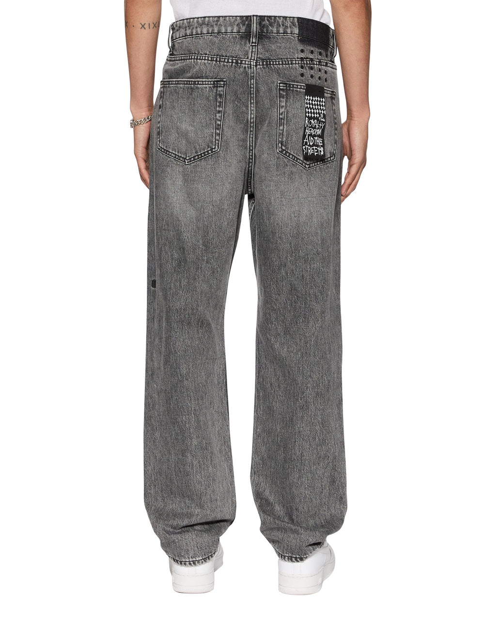 MENS ANTI K WORN GREY DENIM JEANS