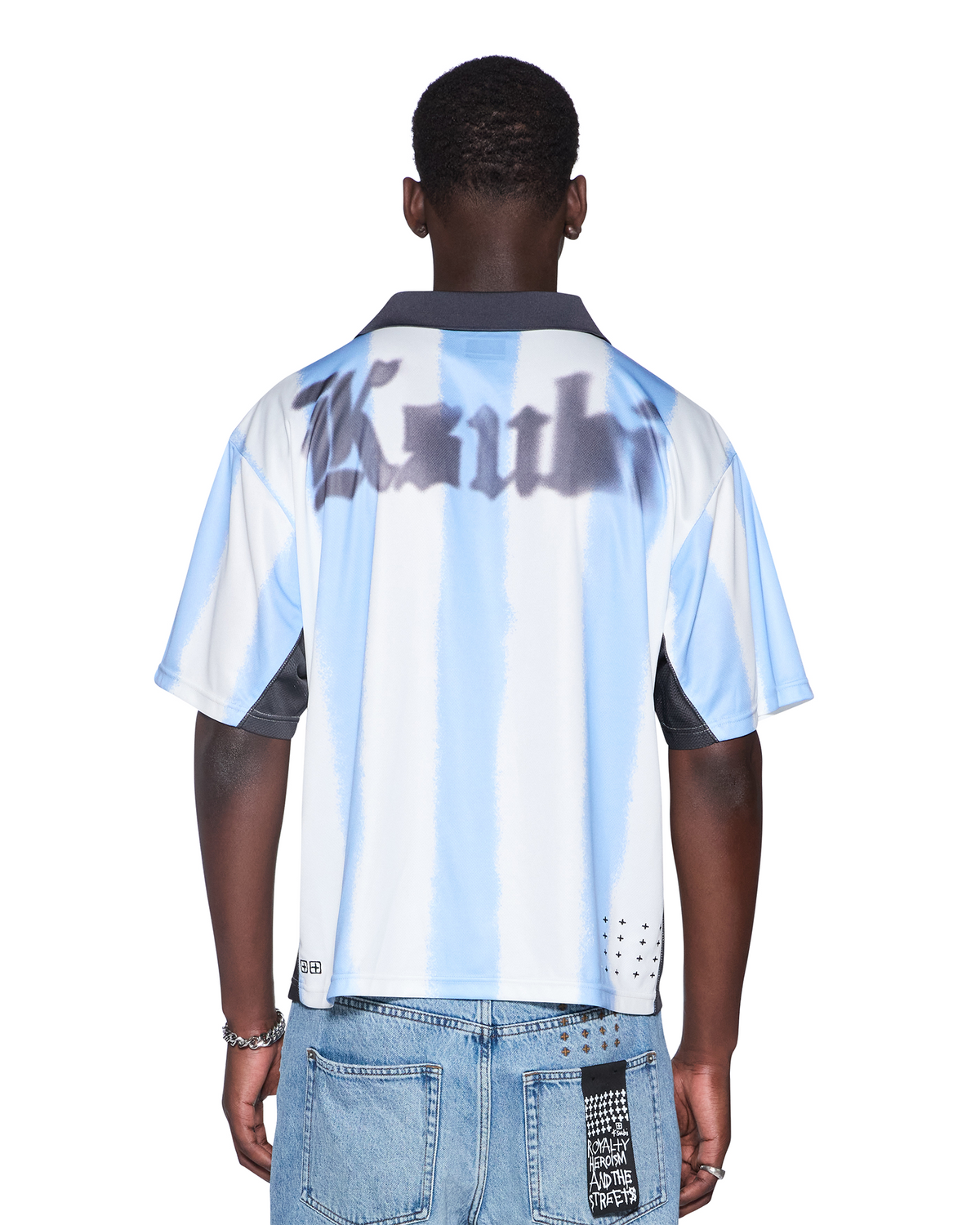 Mens Offside Duke Ss Jersey Ice Stripe Boxy Fashion Tops - Multi Colour