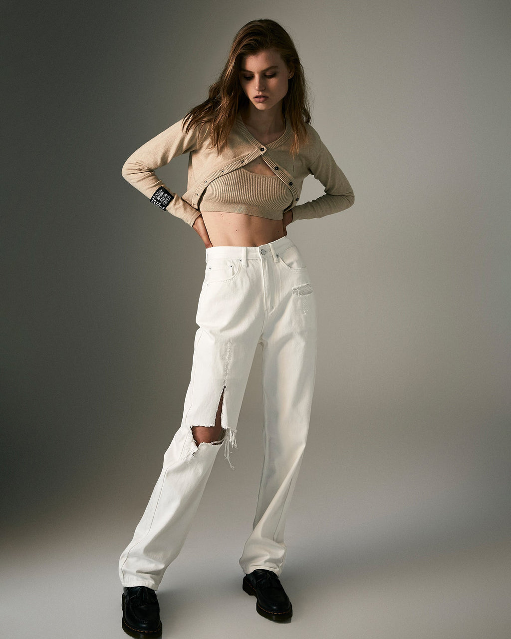 WOMENS PLAYBACK BLANC SLICED DENIM JEANS