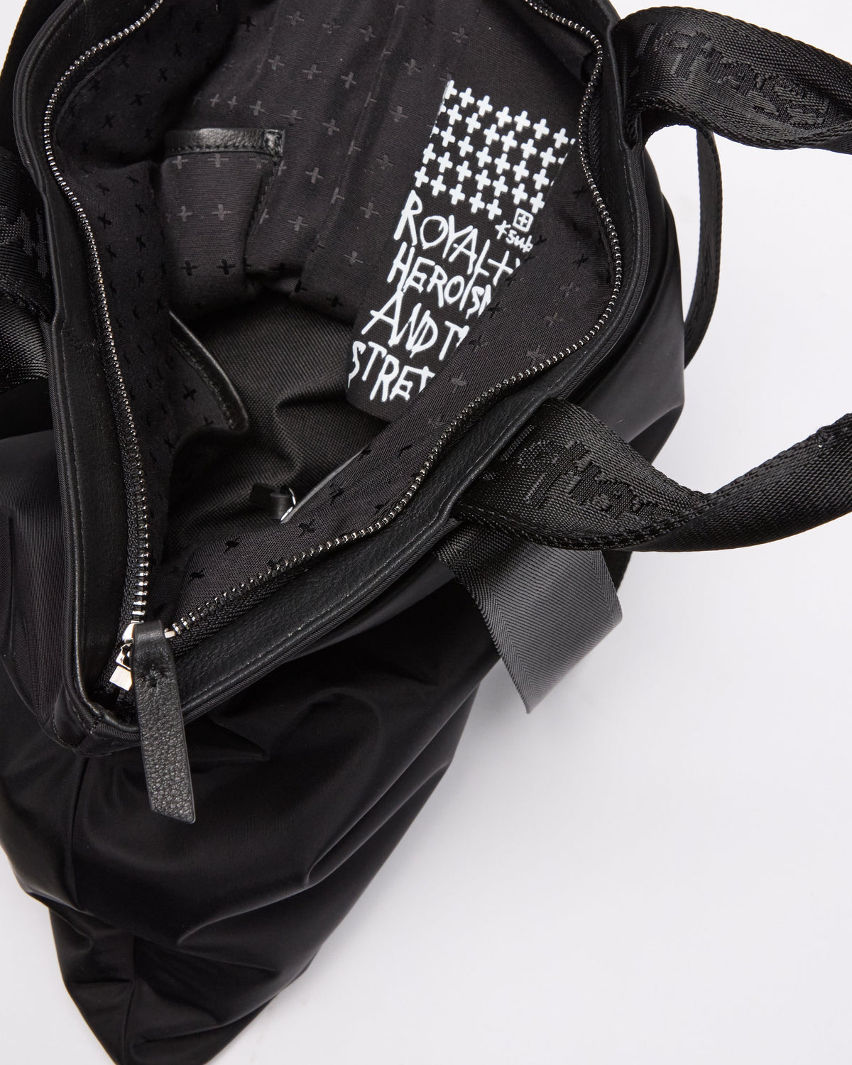 MADE IN HEAVEN NYLON LEATHER TOTE BLACK BAGS