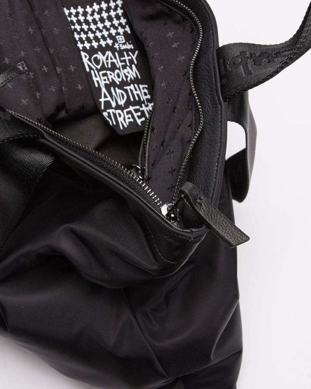MADE IN HEAVEN NYLON LEATHER TOTE BLACK BAGS