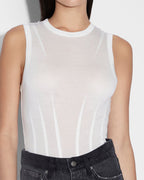 WOMENS RESTRICT CORSET BODYSUIT ECRU FASHION TOPS