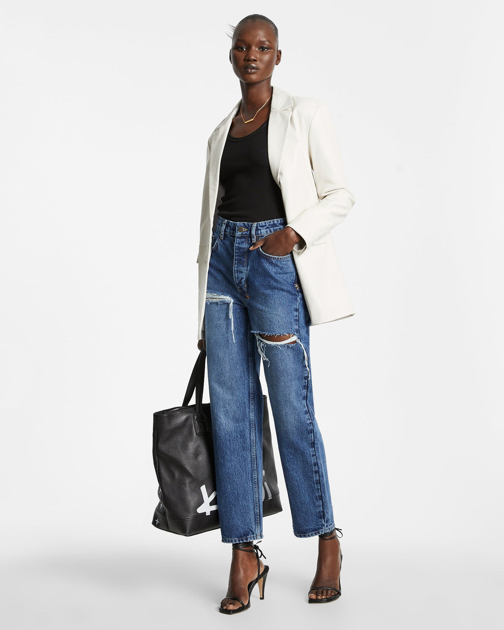 WOMENS BROOKLYN JEAN STELLA SLASHED DENIM JEANS