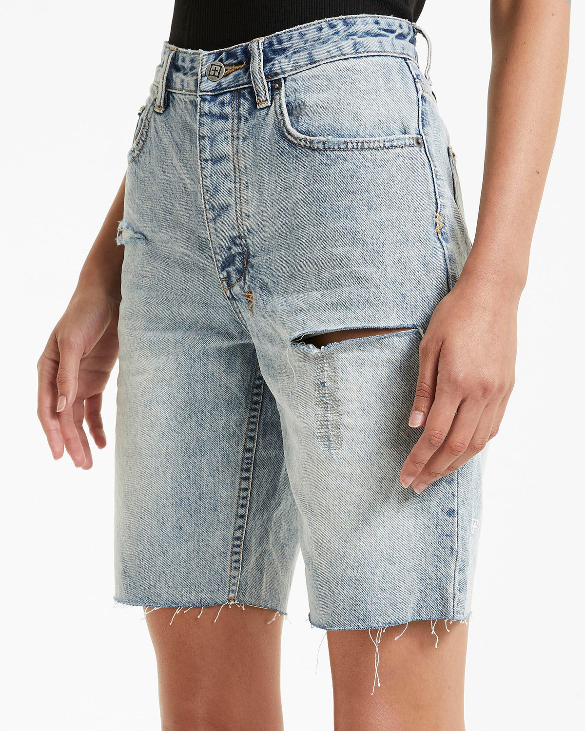 Womens Brooklyn Short Skream Trashed Relaxed Walkshorts - Denim