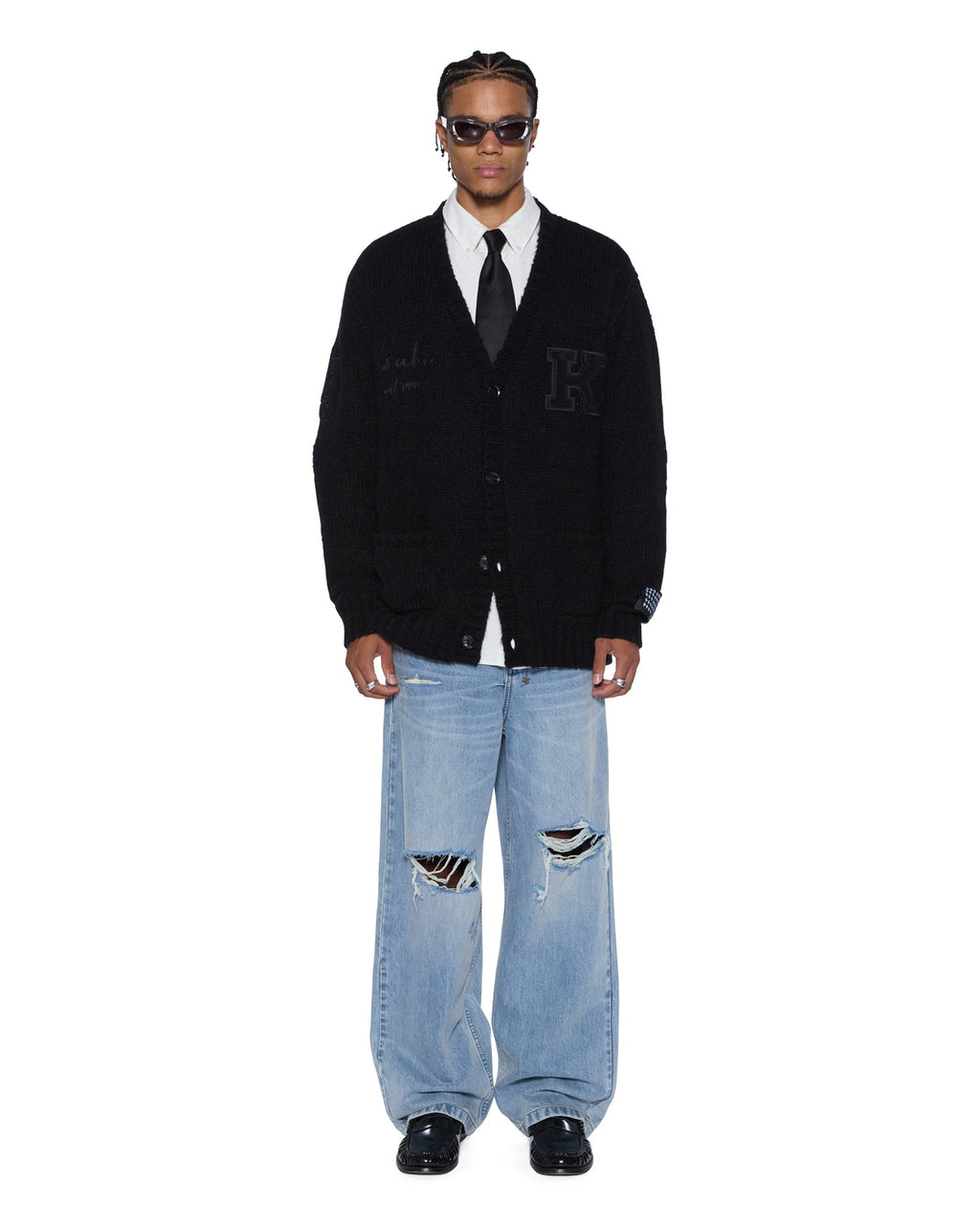 MENS SALUD CARDIGAN JET BLACK KNITWEAR
