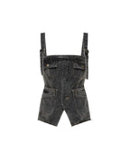 Womens Cargo Top Cinder Slim Fashion Tops - Black