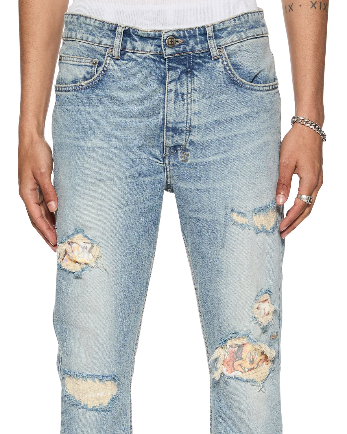 Mens Chitch Champagne Destroy Sketch Slim Denim Jeans - Denim