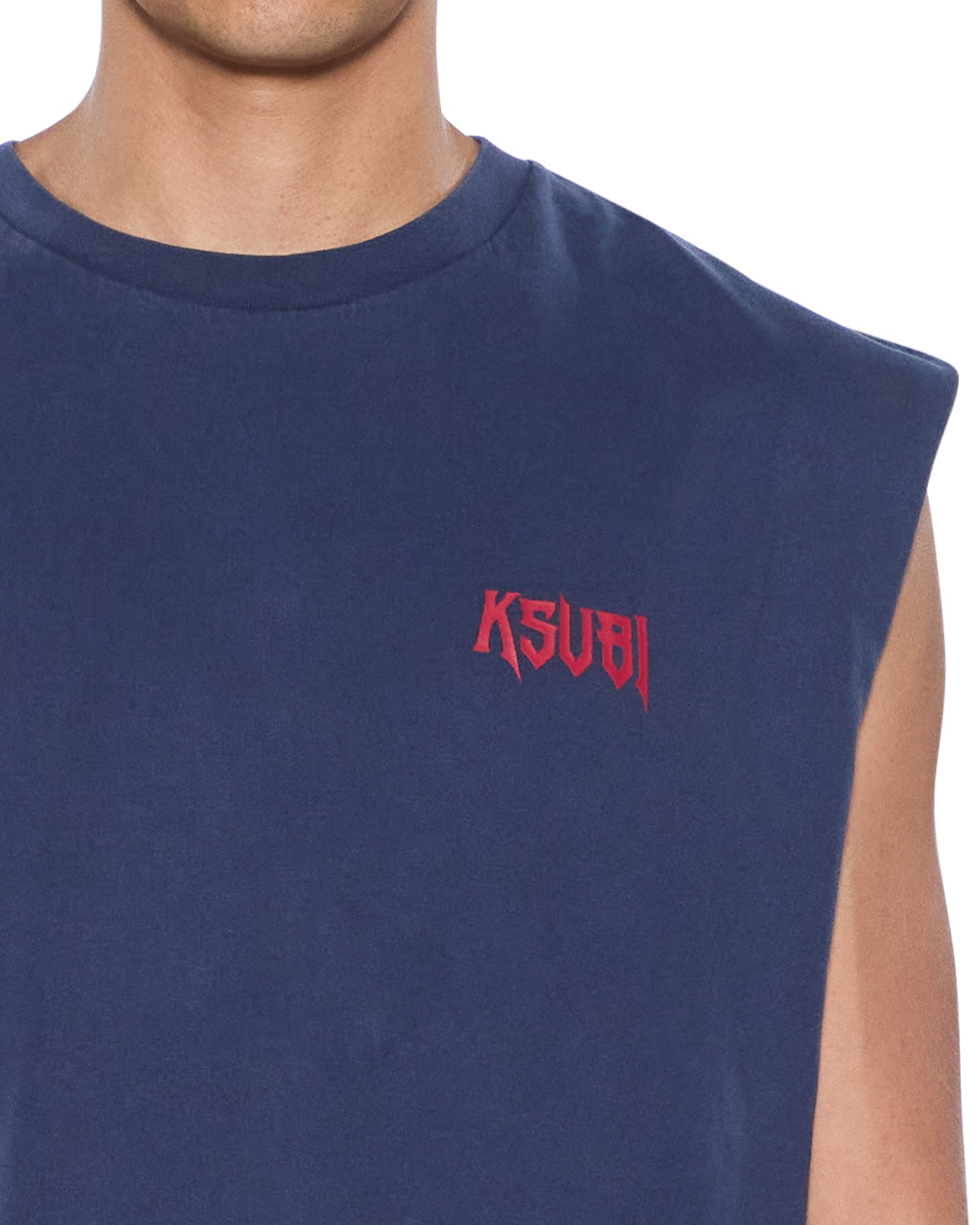 MENS  KINGDOM CUT OFF BIGGIE DEEP BLUE REGULAR TEES