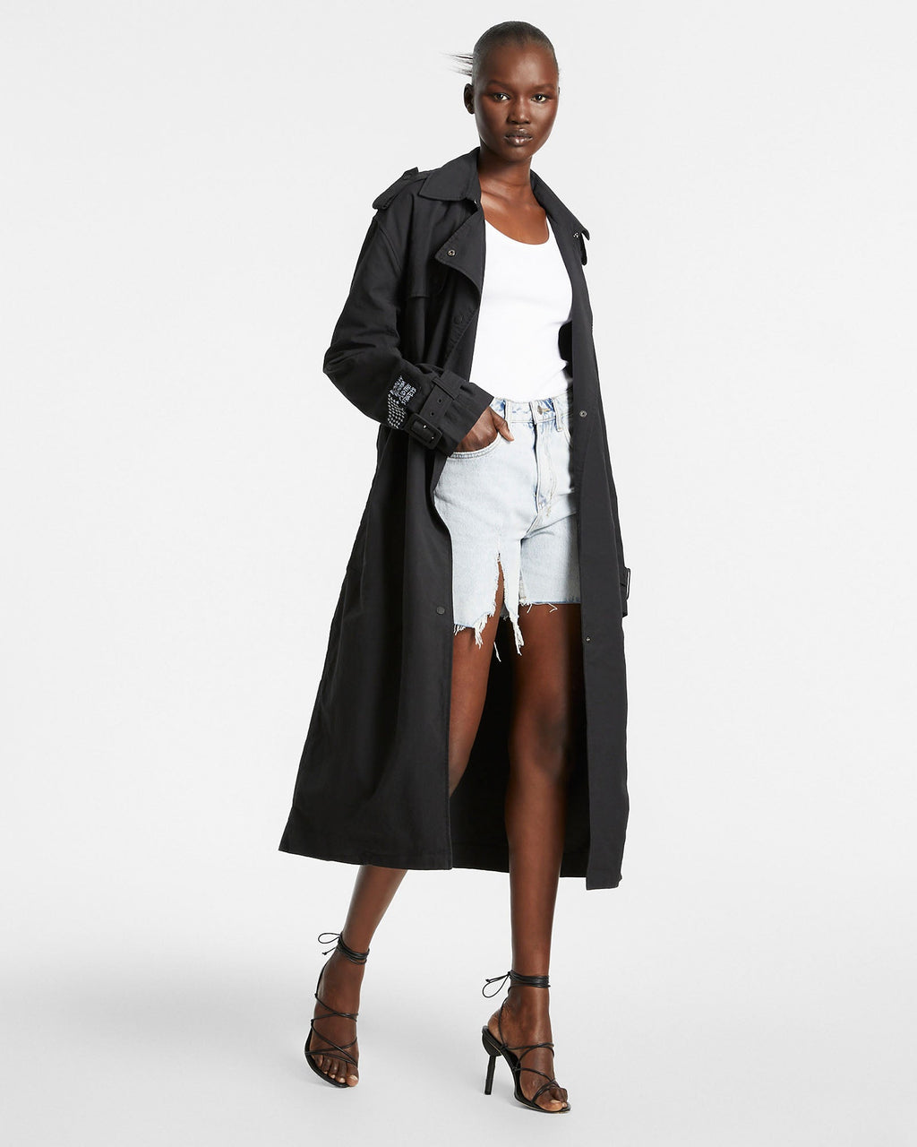 Womens Cypher Trench Coat Black Regular Jackets - Black
