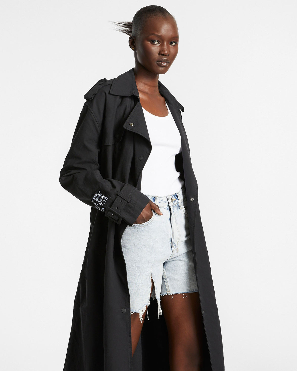 Womens Cypher Trench Coat Black Regular Jackets - Black