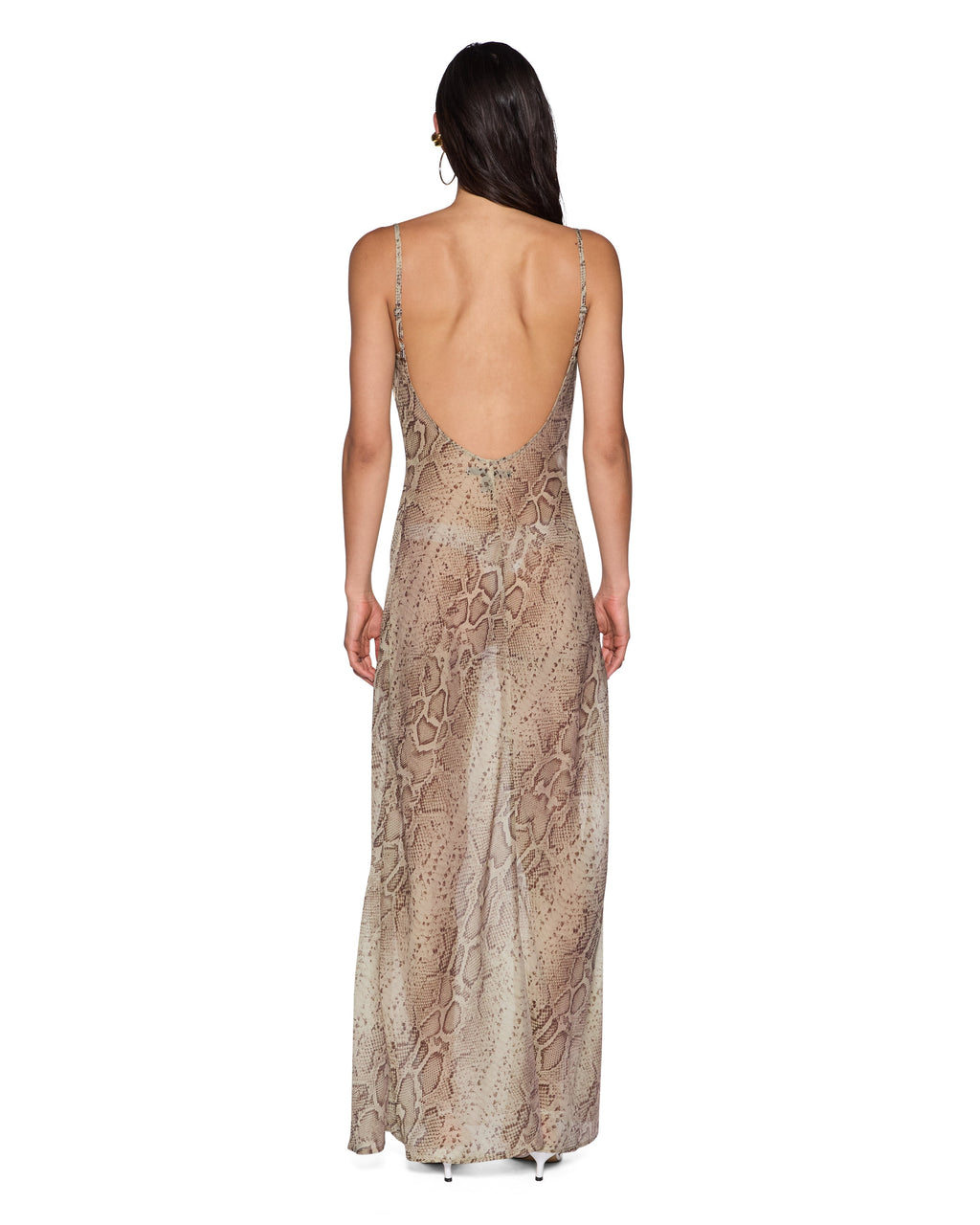 Womens Elli Maxi Dress Sheer Venom Fitted Dresses - Tan