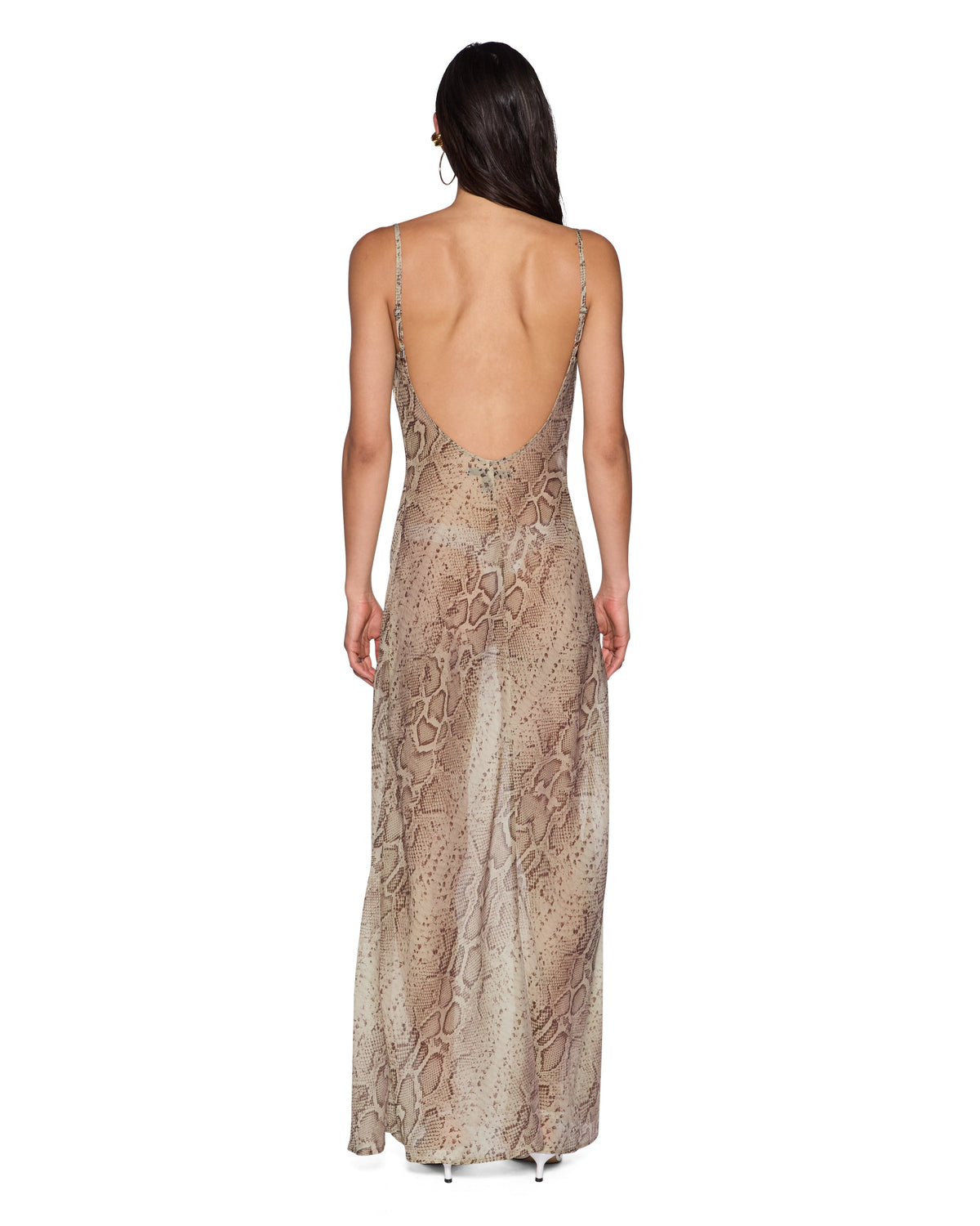 Womens Elli Maxi Dress Sheer Venom Fitted Dresses - Tan
