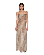 Womens Elli Maxi Dress Sheer Venom Fitted Dresses - Tan