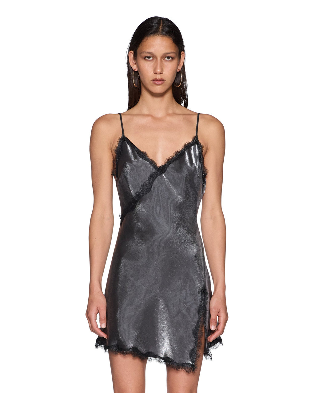 Womens Selma Slip Dress Dark Silver Regular Dresses - Silver