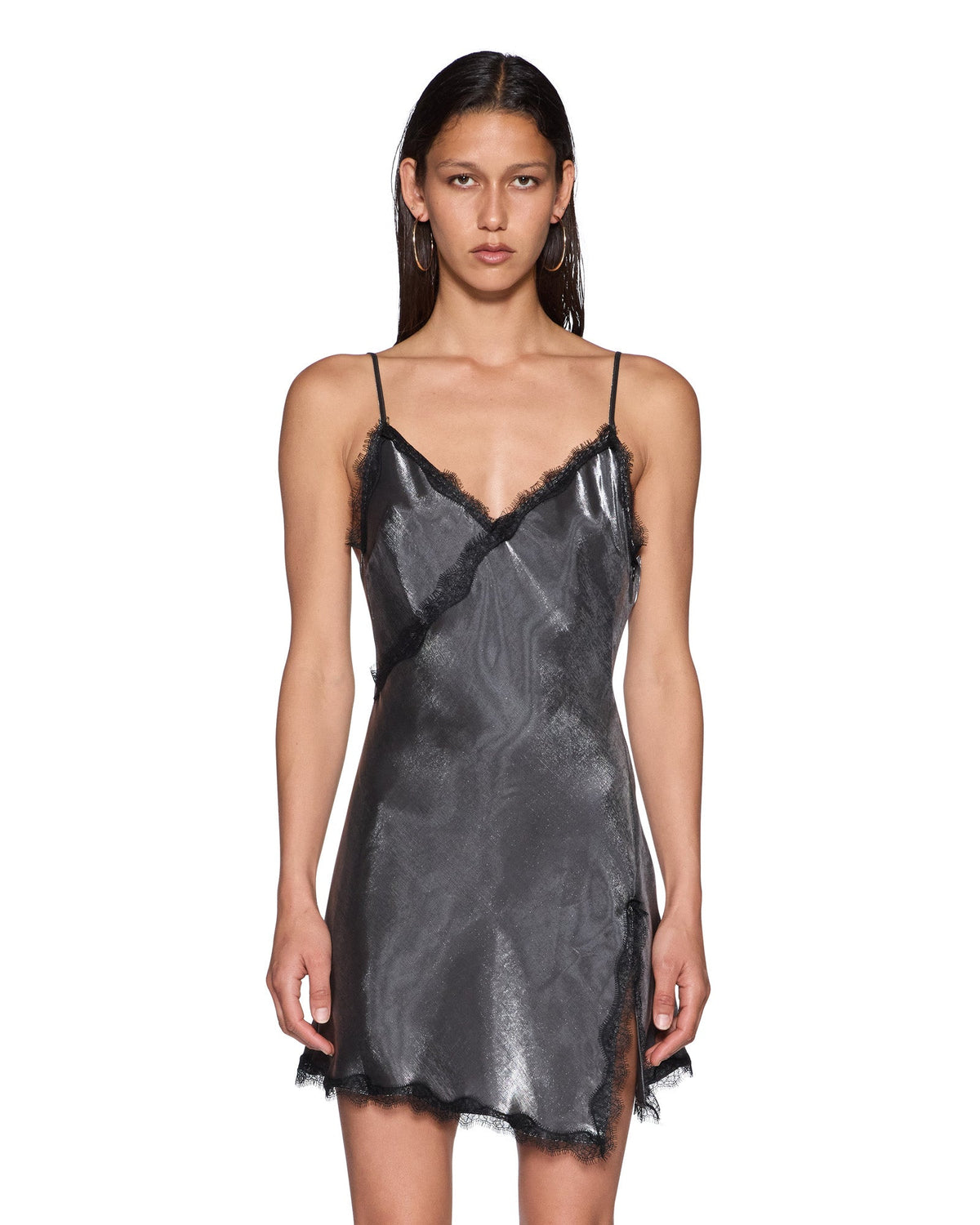 Womens Selma Slip Dress Dark Silver Regular Dresses - Silver