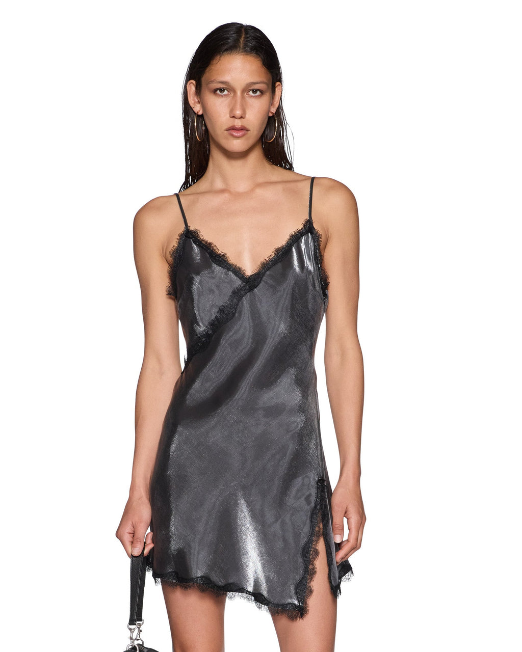 Womens Selma Slip Dress Dark Silver Regular Dresses - Silver