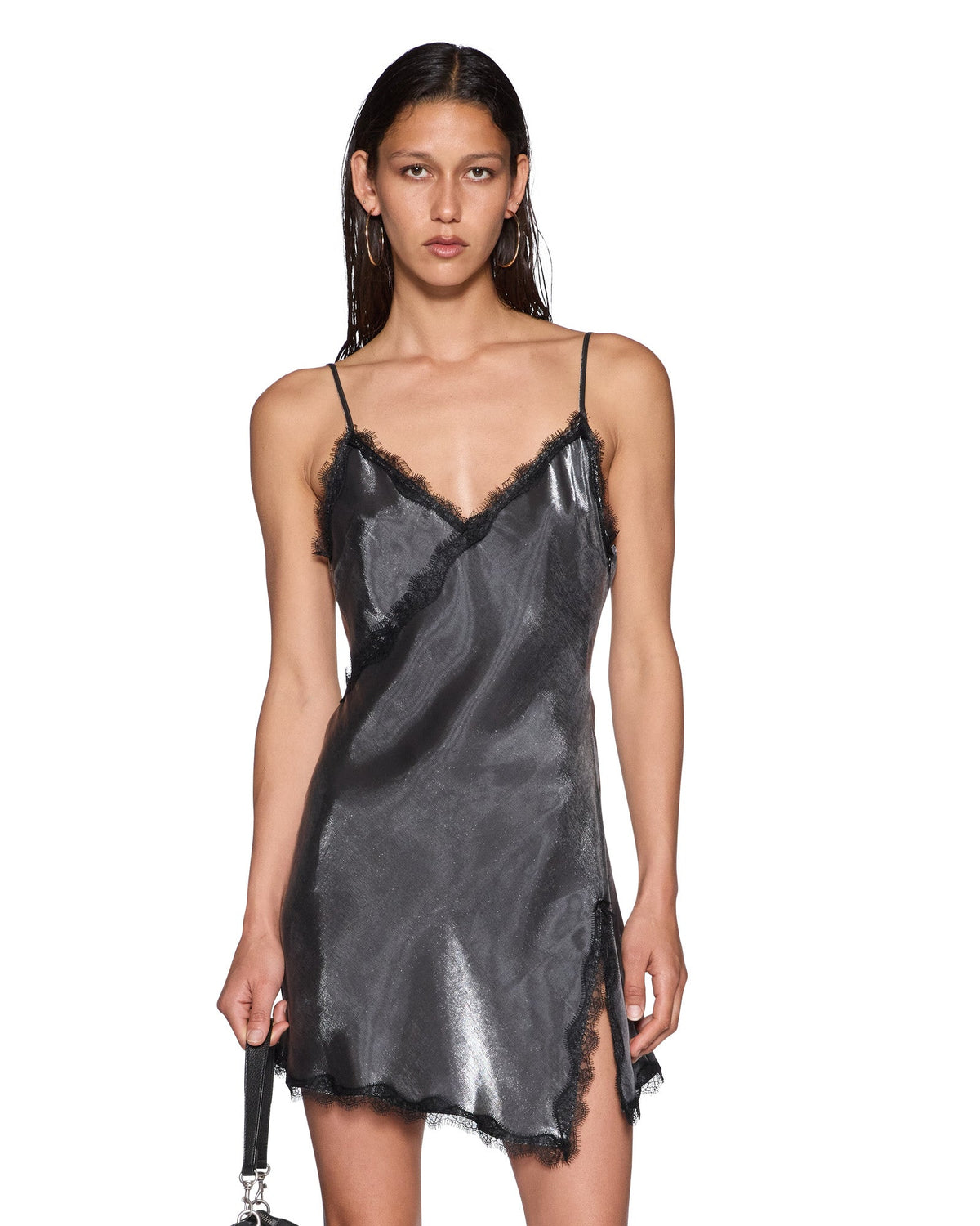 Womens Selma Slip Dress Dark Silver Regular Dresses - Silver