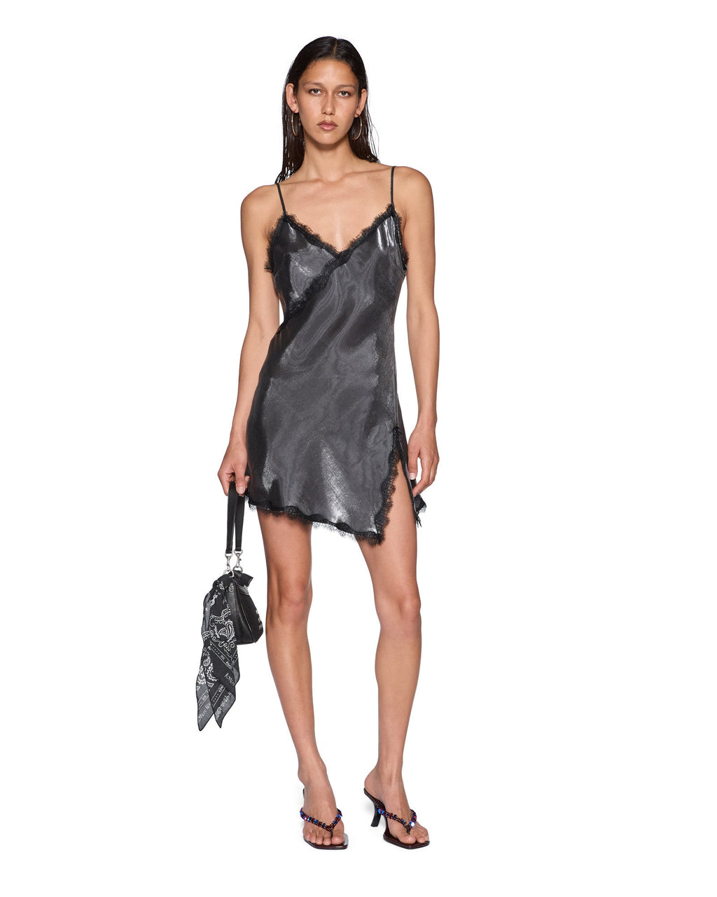 Womens Selma Slip Dress Dark Silver Regular Dresses - Silver