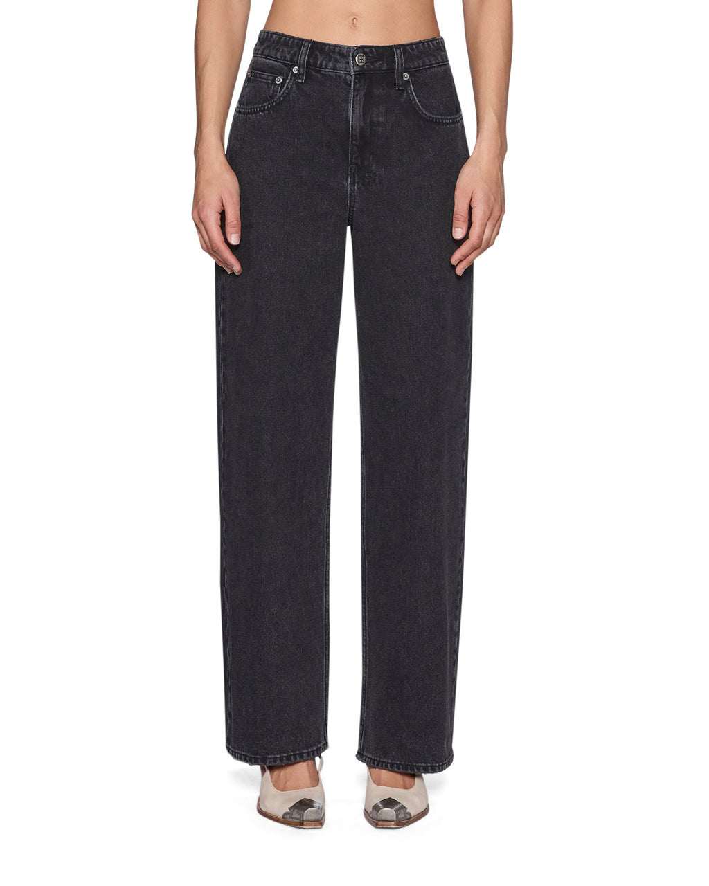 Womens Empire Jean Noir Relaxed Straight Denim Jeans - Black