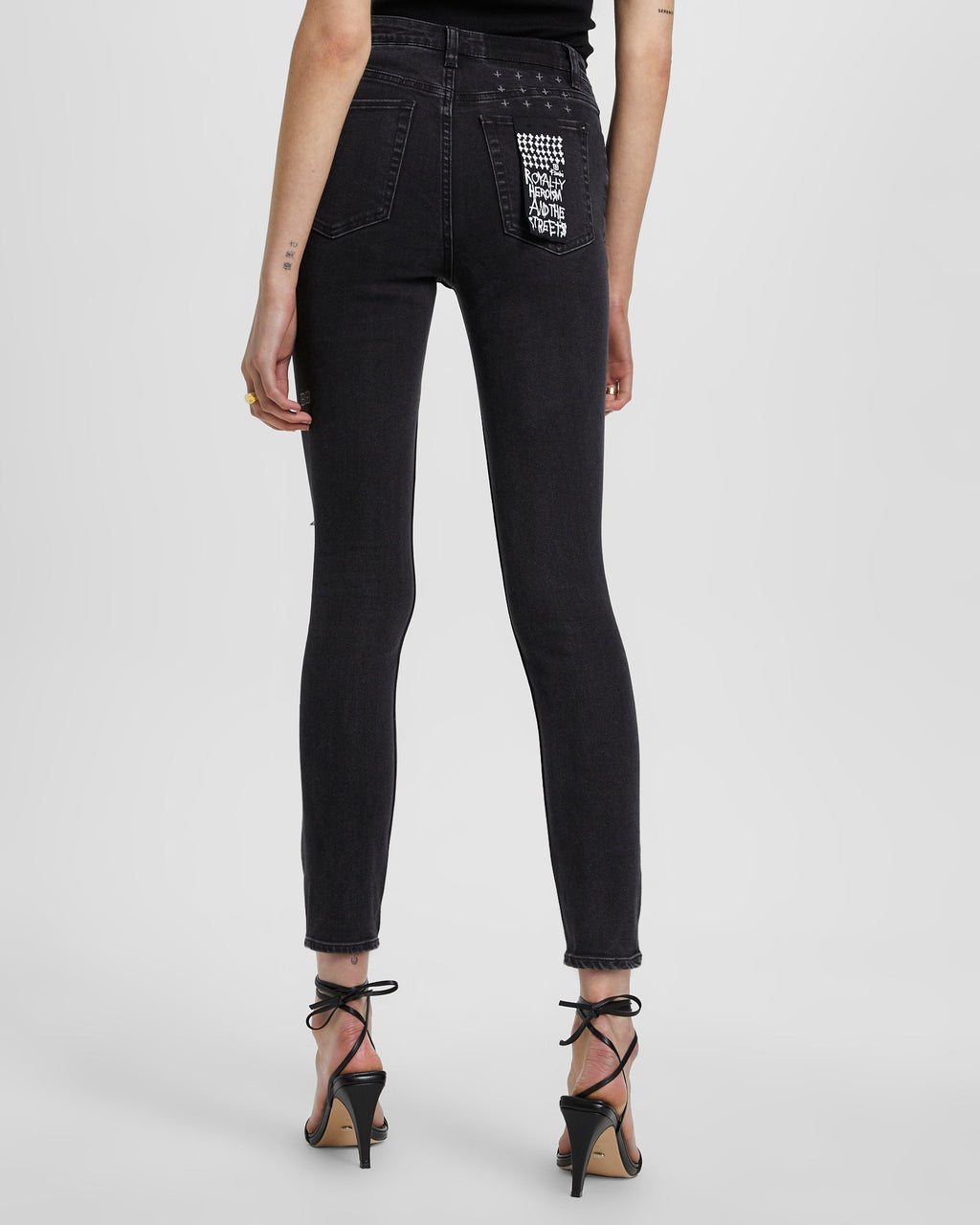 Womens Hi N Wasted Hell Cat Ripped Skinny Denim Jeans - Black