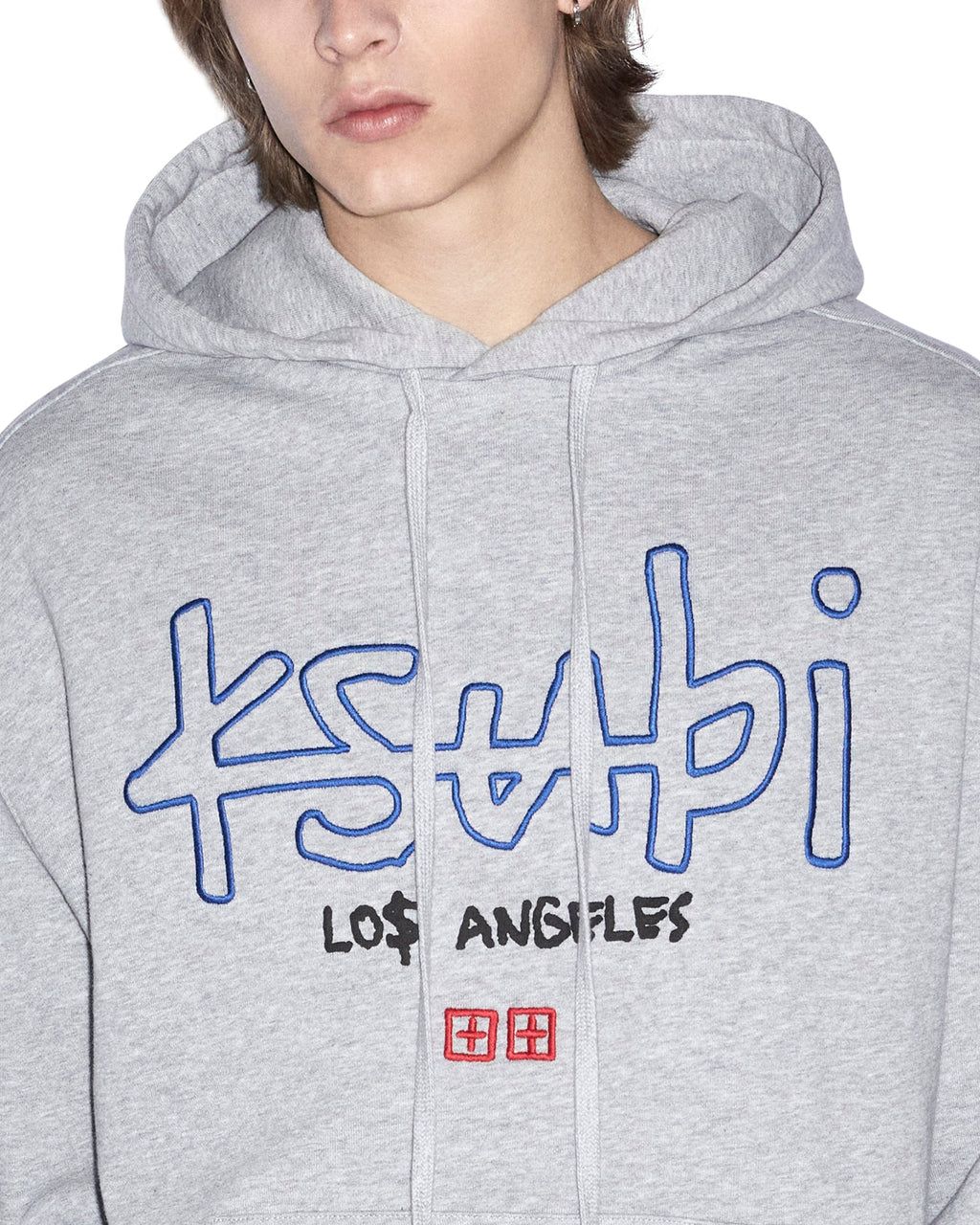 MENS LA 4X4 BIGGIE HOODIE GREY MARLE FLEECE