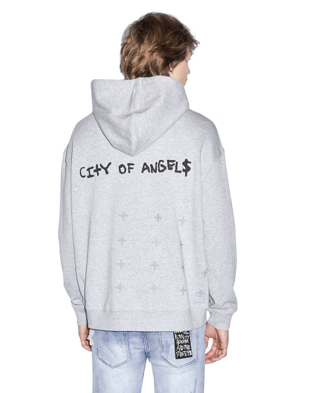 MENS LA 4X4 BIGGIE HOODIE GREY MARLE FLEECE