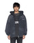 MENS  ACE EKCESS ZIP THRU HOODIE BLACK FADE OVERSIZED FLEECE