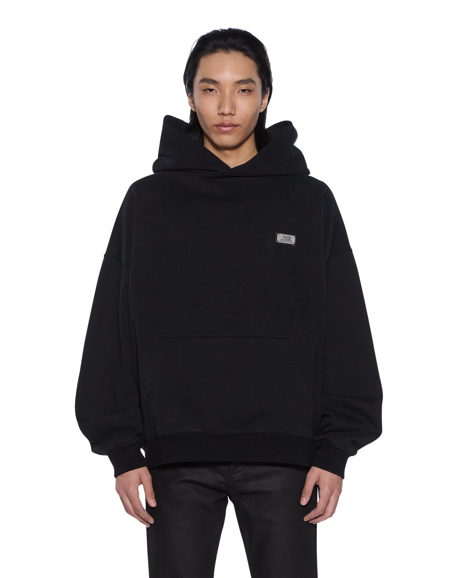 MENS  LORDS EKCESS HOODIE JET BLACK OVERSIZED FLEECE