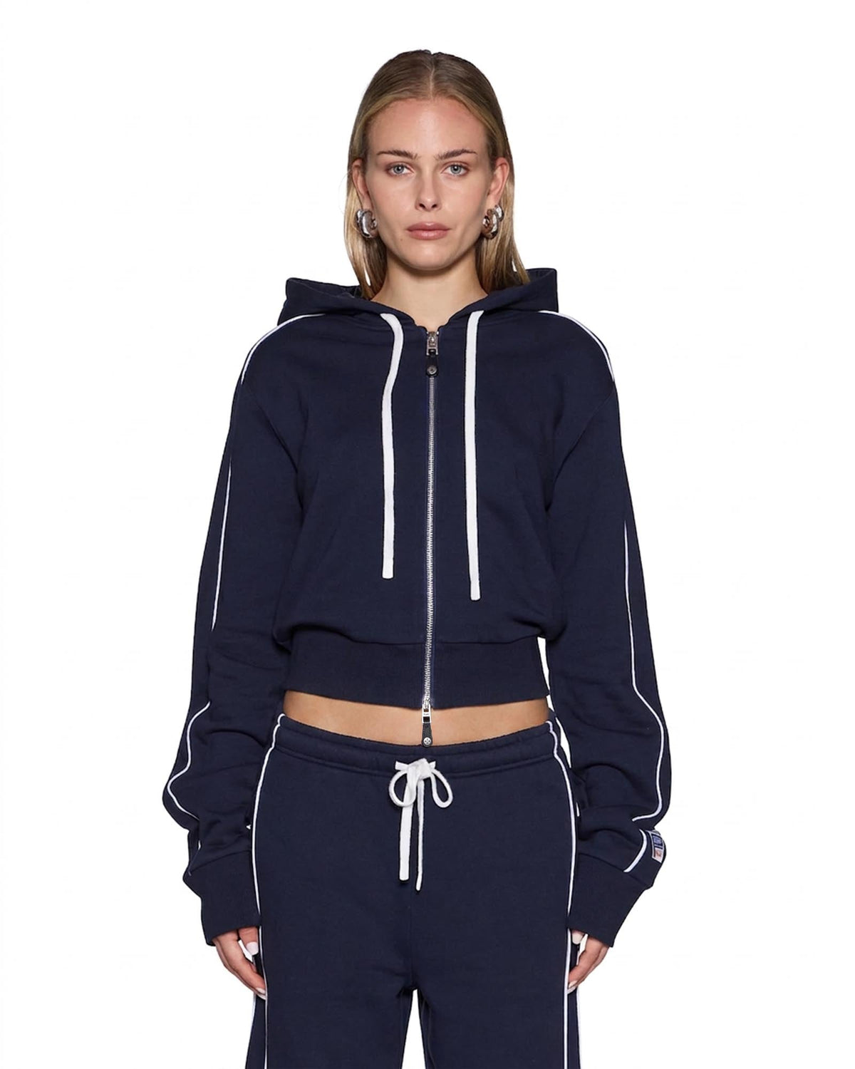 Womens Raceway Carter Slim Hoodie Navy Relaxed Fleece - Navy