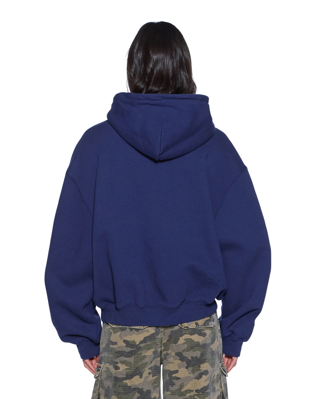 WOMENS SLOUCH HOODIE NAVY FLEECE