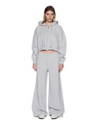 Womens Origin Cropped Hoodie Grey Relaxed Fleece - Grey
